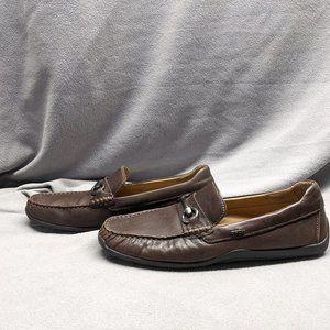 GEOX Brown Horsebit Driving Moccasin Loafers